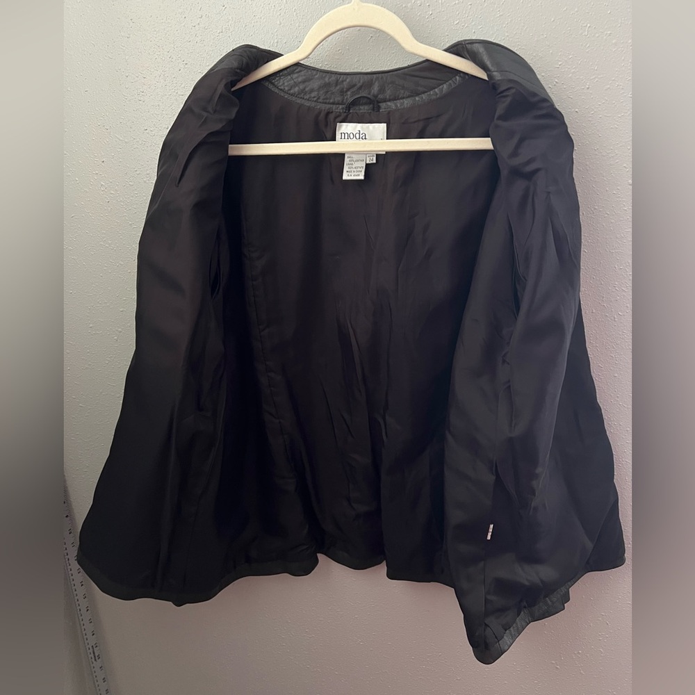 Mods Spiegel Dark Brown Leather Jacket With Gold Buttons Women’s Size 24 - Picture 3 of 12